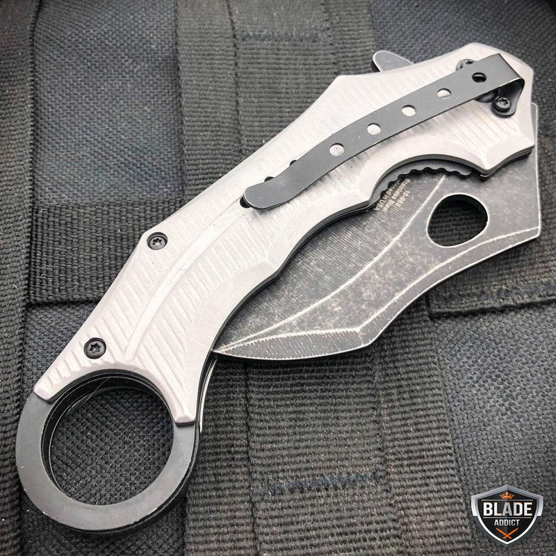 7.5" Heavy Duty Karambit Claw Hawkbill Folding Pocket Knife - BLADE ADDICT