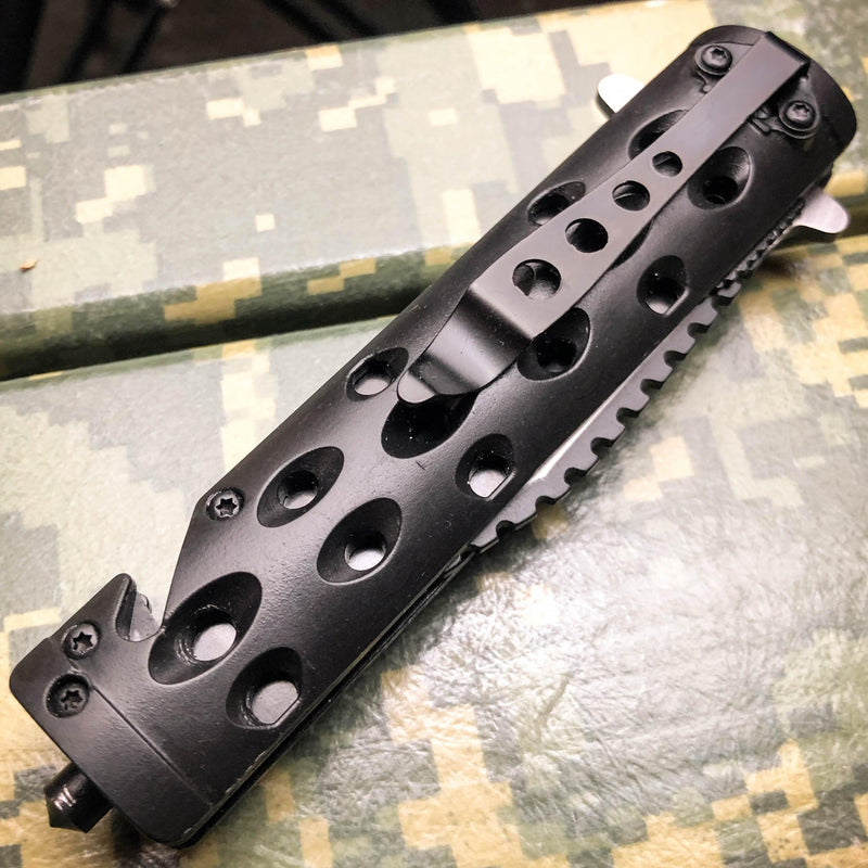8.5" BLACK SPRING OPEN ASSISTED TACTICAL FOLDING RESCUE POCKET KNIFE Blade NEW - BLADE ADDICT