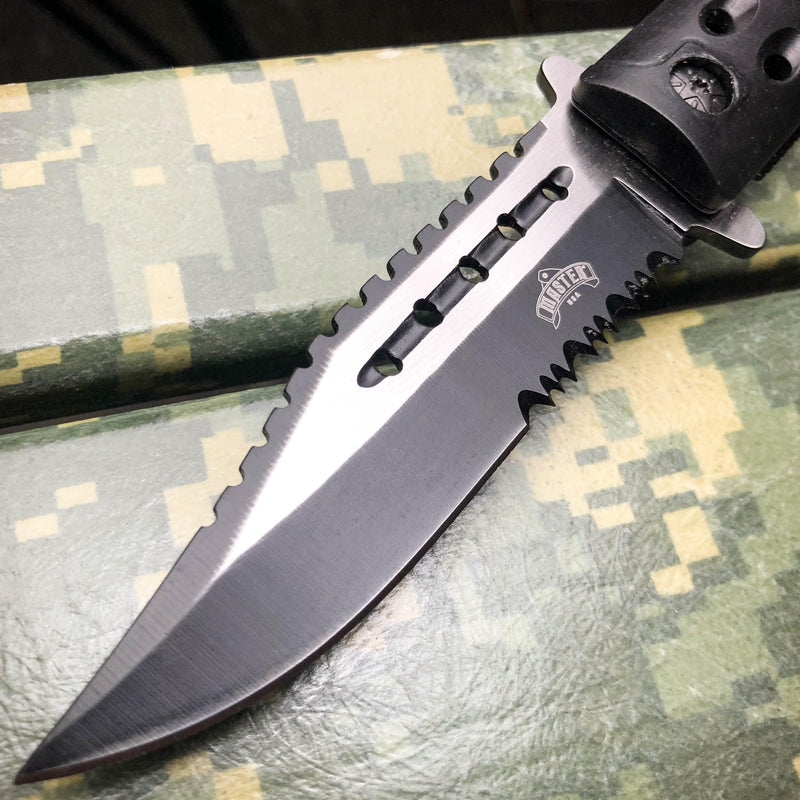 8.5" BLACK SPRING OPEN ASSISTED TACTICAL FOLDING RESCUE POCKET KNIFE Blade NEW - BLADE ADDICT