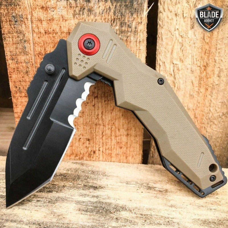 8.5" Tactical Tracker Spring Open Assisted Folding Pocket Knife - BLADE ADDICT
