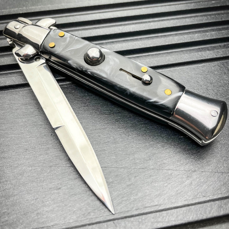 8.75" Italian Stiletto Switch Blade Pocket Knife - BLADE ADDICT