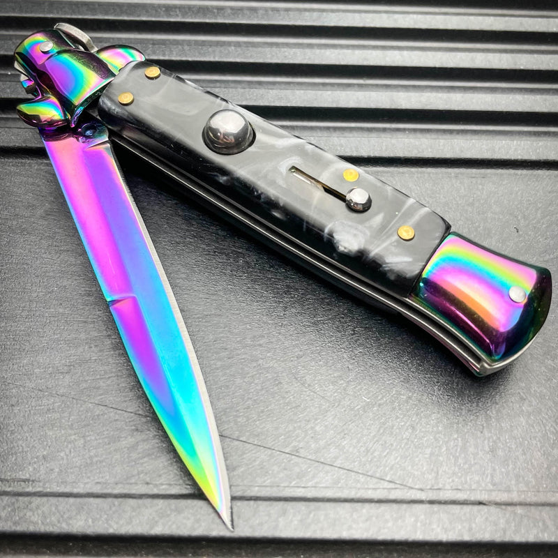 8.75" Italian Stiletto Switch Blade Pocket Knife - BLADE ADDICT