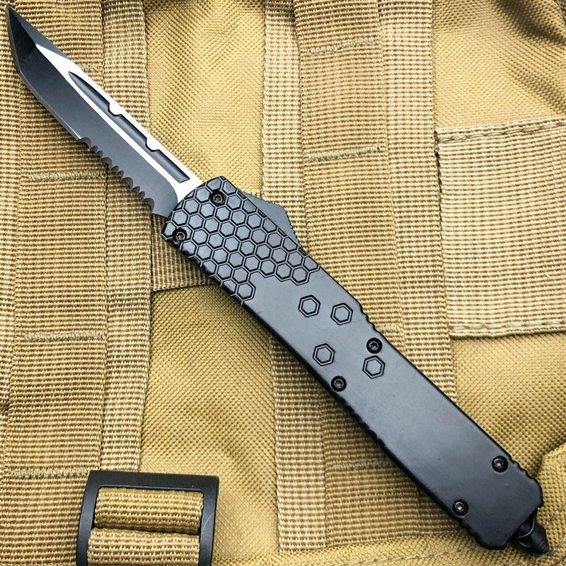 8" Black Tanto Blade Commando OTF - BLADE ADDICT