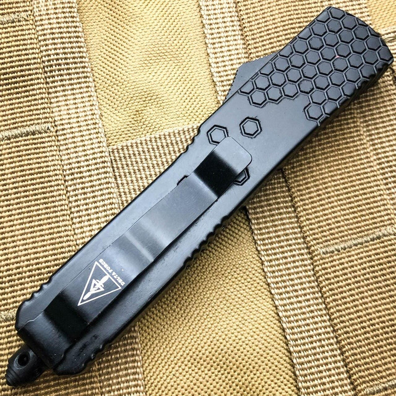 8" Black Tanto Blade Commando OTF - BLADE ADDICT