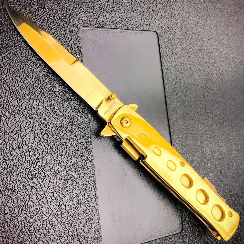 9" Limited Edition Stiletto Spring Open Assisted Folding Pocket Knife Tactical - BLADE ADDICT