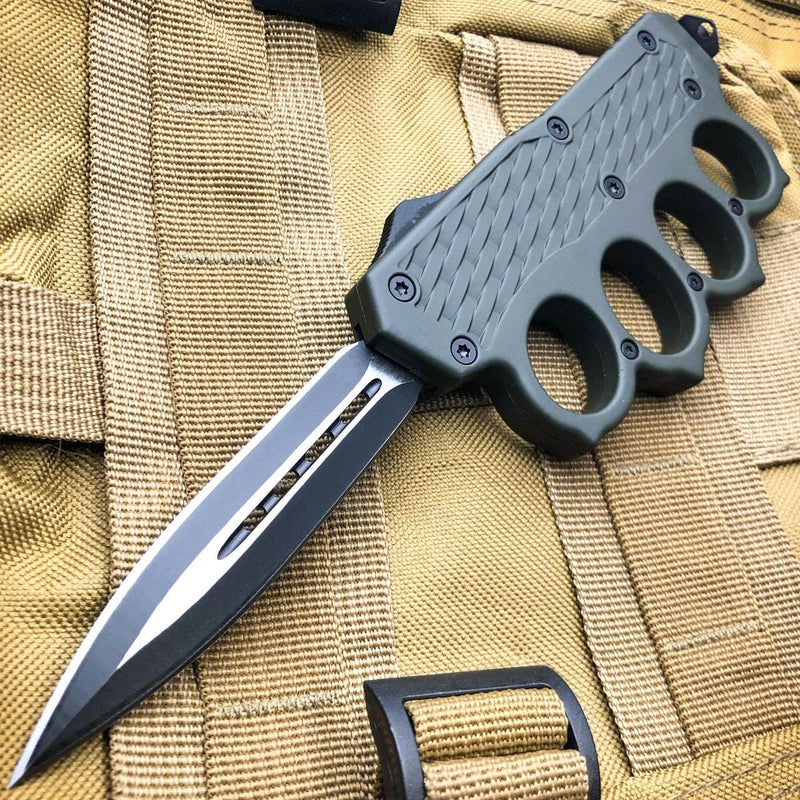 9" Tactical Knuckle OTF Grey - BLADE ADDICT