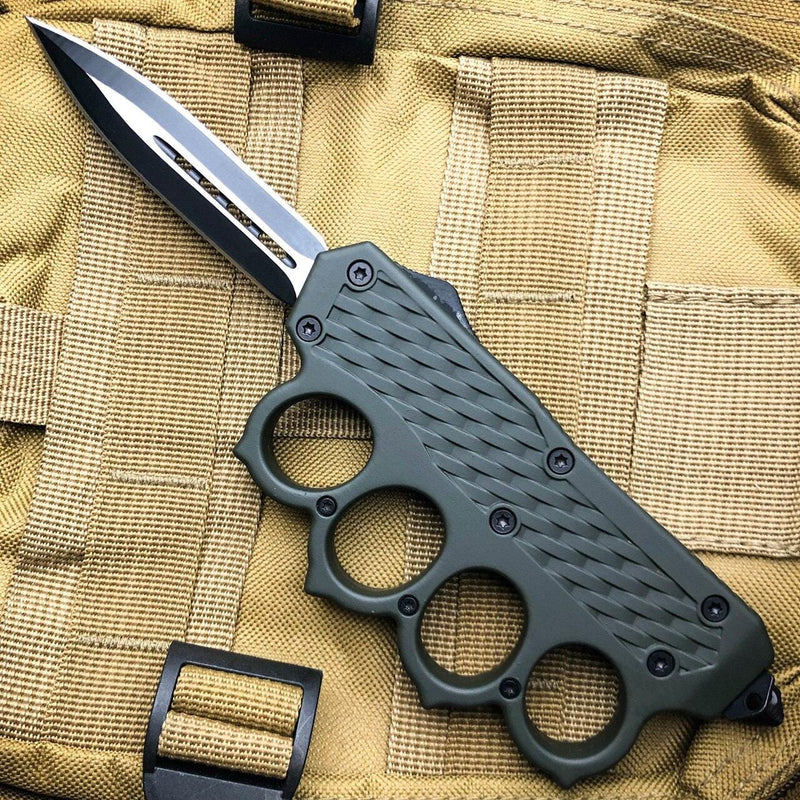 9" Tactical Knuckle OTF Grey - BLADE ADDICT