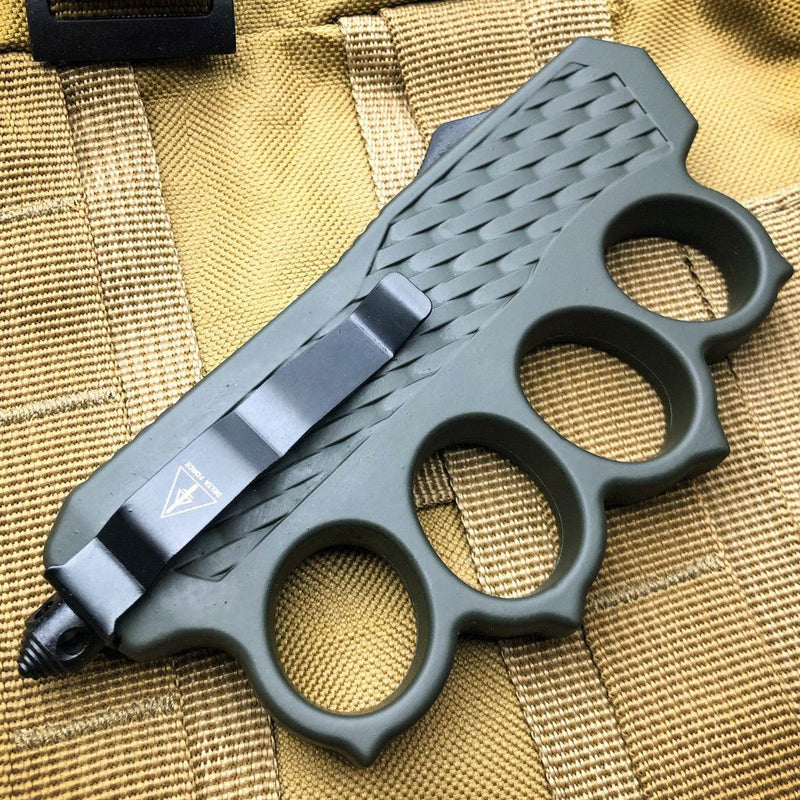 9" Tactical Knuckle OTF Grey - BLADE ADDICT