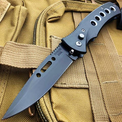 Black Ballistic Switch Blade Pocket Knife A - BLADE ADDICT