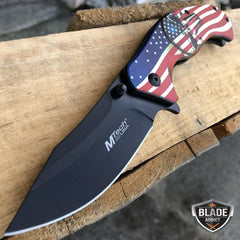 American Flag Punisher Skull SPRING ASSISTED OPEN Folding Pocket Knife - BLADE ADDICT