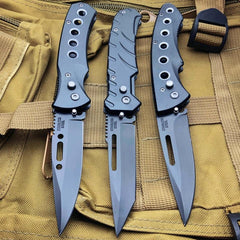 Black Ballistic Switch Blade Pocket Knife - BLADE ADDICT