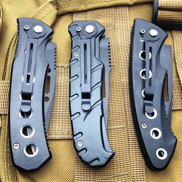 Black Ballistic Switch Blade Pocket Knife - BLADE ADDICT