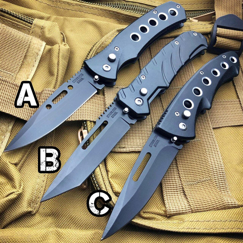 Black Ballistic Switch Blade Pocket Knife - BLADE ADDICT