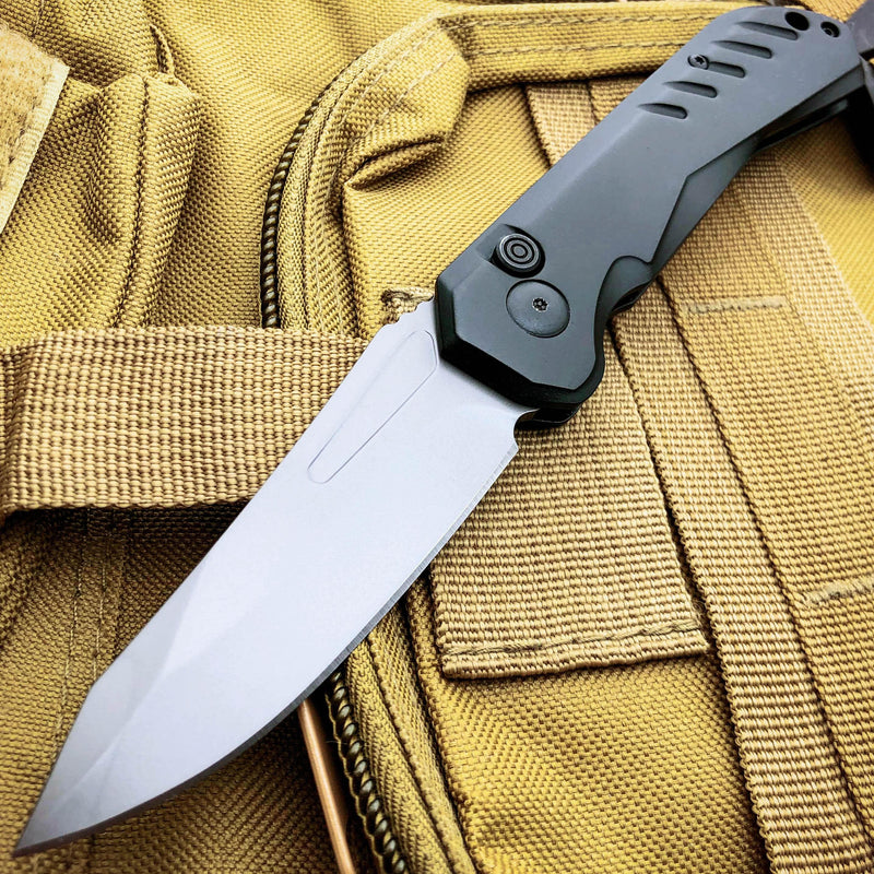 Survival Military Hunting Switch Blade Pocket Knife Black - BLADE ADDICT
