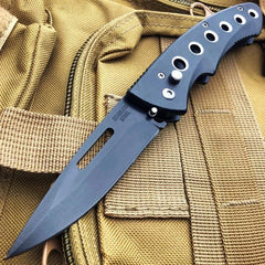 Black Ballistic Switch Blade Pocket Knife C - BLADE ADDICT