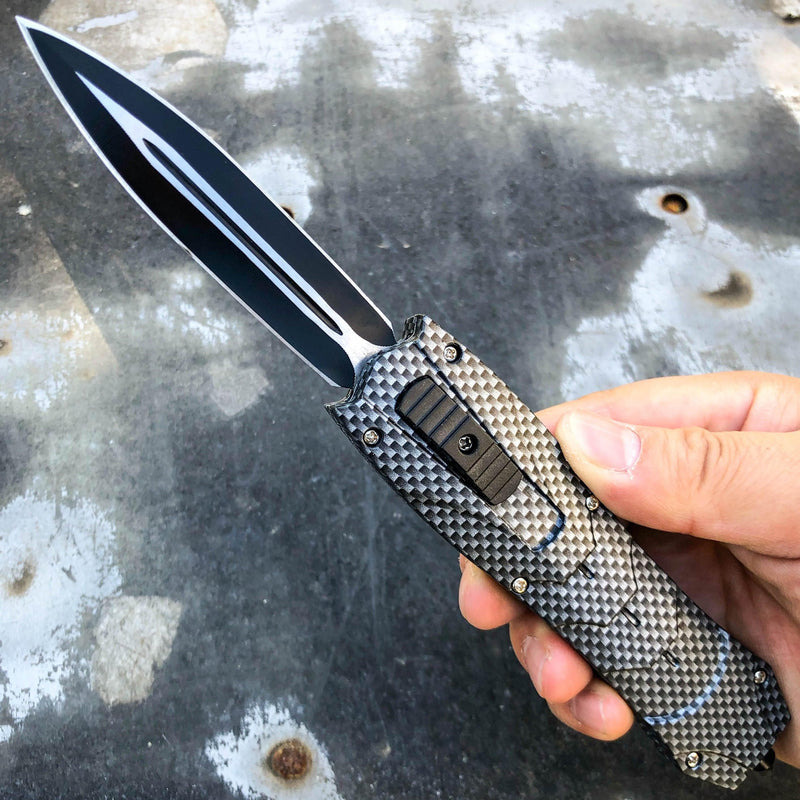 Everyday Carry Combat OTF Knives Carbon Fiber - BLADE ADDICT