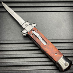 Classic Gentleman Italian Stiletto OTF Wood - BLADE ADDICT