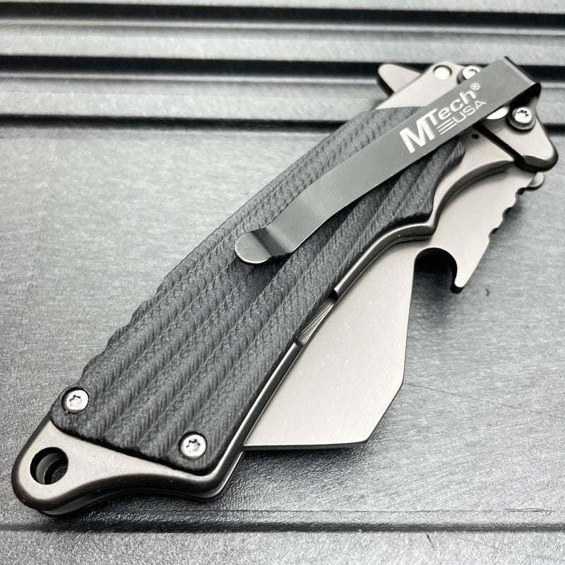 M-TECH TACTICAL Assisted Open Pocket CLEAVER RAZOR Folding Knife Bottle Opener - BLADE ADDICT