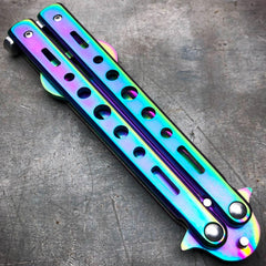 RAINBOW Bottle Opener Butterfly Balisong Trainer Knife Training Blade Practice - BLADE ADDICT