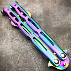 RAINBOW Bottle Opener Butterfly Balisong Trainer Knife Training Blade Practice - BLADE ADDICT