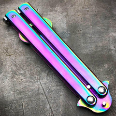 RAINBOW Bottle Opener Butterfly Balisong Trainer Knife Training Blade Practice - BLADE ADDICT