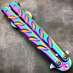RAINBOW Bottle Opener Butterfly Balisong Trainer Knife Training Blade Practice - BLADE ADDICT