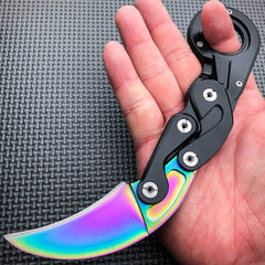 Self Defense Quick Karambit Knife Rainbow - BLADE ADDICT