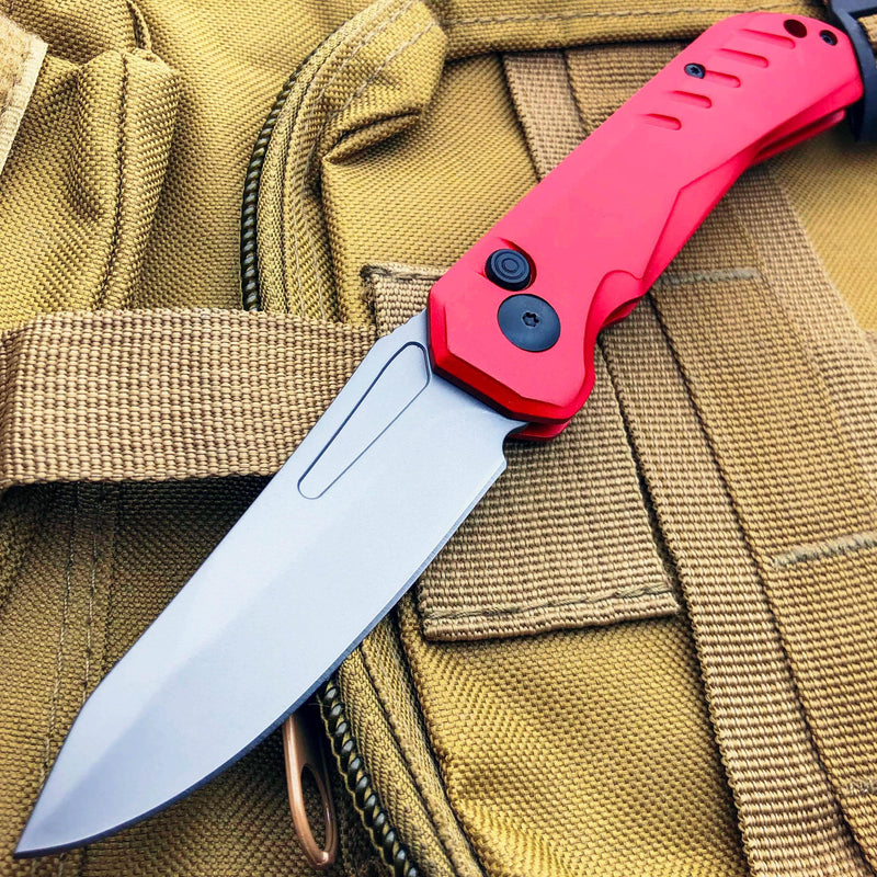 Survival Military Hunting Switch Blade Pocket Knife Red - BLADE ADDICT
