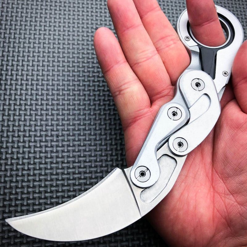 Self Defense Quick Karambit Knife Silver - BLADE ADDICT