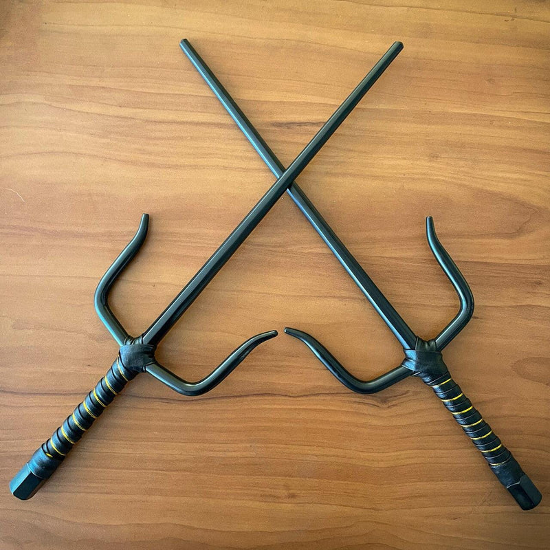 2PCS 18" Japanese Oni Ninja Metal Martial Arts Octagon Sai Set Cosplay Xmas Gift - BLADE ADDICT