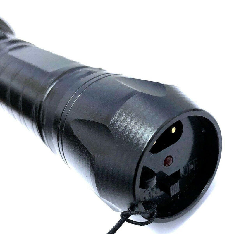 8" Military SWAT Tactical 10MV Stun Gun Rechargeable LED ZOOM Flashlight Black - BLADE ADDICT