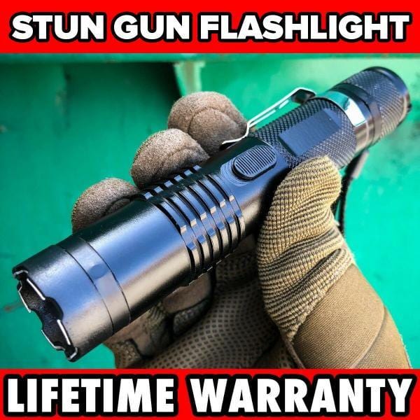 Black Tactical MILITARY Metal Stun Gun 499 MV LED Flashlight Rechargeable NEW - BLADE ADDICT