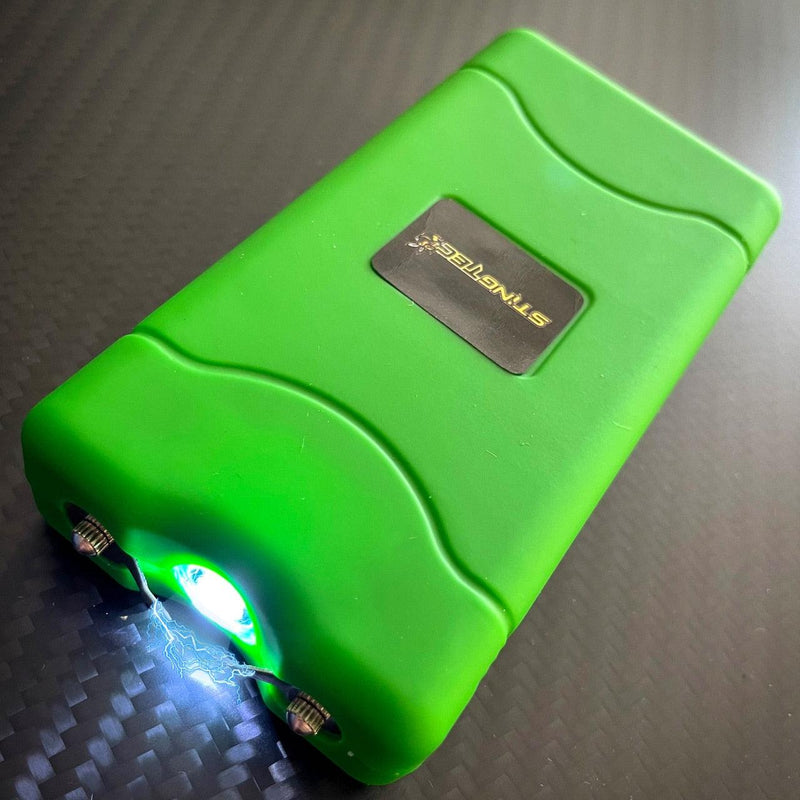 STING-TEC Stun Gun Mini ST-100 499 BV Rechargeable LED Flashlight SET Green - BLADE ADDICT