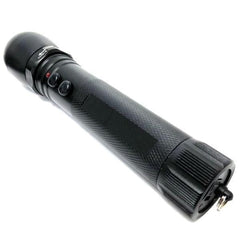 Metal POLICE Stun Gun 999MV Rechargeable LED Zoom Flashlight w/ Case - BLADE ADDICT
