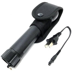 Metal POLICE Stun Gun 999MV Rechargeable LED Zoom Flashlight w/ Case - BLADE ADDICT