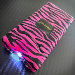 STING-TEC Stun Gun Mini ST-100 499 BV Rechargeable LED Flashlight SET Pink Zebra - BLADE ADDICT