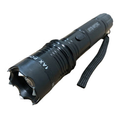 STINGTEC BLACK METAL Stun Gun MAX POWER Rechargeable LED Flashlight w/ Case - BLADE ADDICT