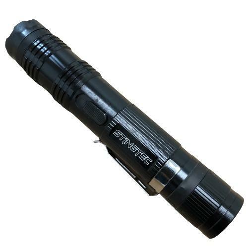 STINGTEC Tactical Stun Gun HIGH POWER Metal Rechargeable LED Flashlight - Black - BLADE ADDICT