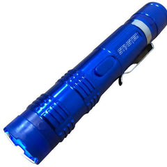 STINGTEC Tactical Stun Gun HIGH POWER Metal Rechargeable LED Flashlight - Blue - BLADE ADDICT