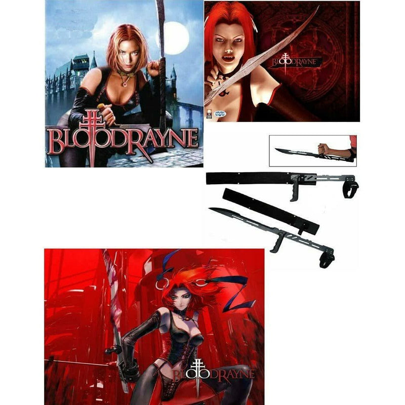 2 PACK COMBO 27.5" LARGE BLOOD RAYNE NINJA VAMPIRE MACHETE SWORD BLADE KNIFE - BLADE ADDICT