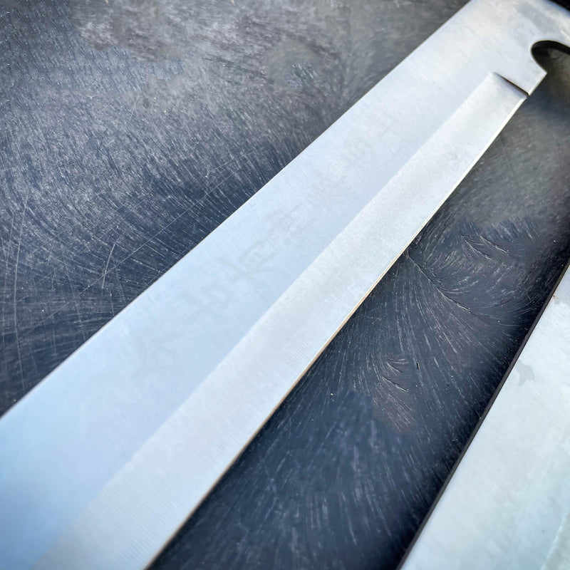 27" & 18" NINJA SILVER SWORD SET Samurai Machete COMBAT FANTASY KNIFE Sheath NEW - BLADE ADDICT