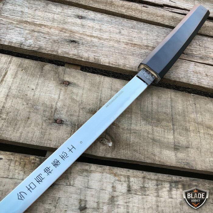 37" Japanese Samurai Sword Katana Fixed Blade Shirasaya Ninja Bushido Knife WOOD - BLADE ADDICT
