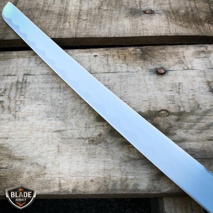 37" Japanese Samurai Sword Katana Fixed Blade Shirasaya Ninja Bushido Knife WOOD - BLADE ADDICT
