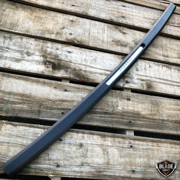 37" Japanese Samurai Sword Katana Fixed Blade Shirasaya Ninja Bushido Knife WOOD - BLADE ADDICT