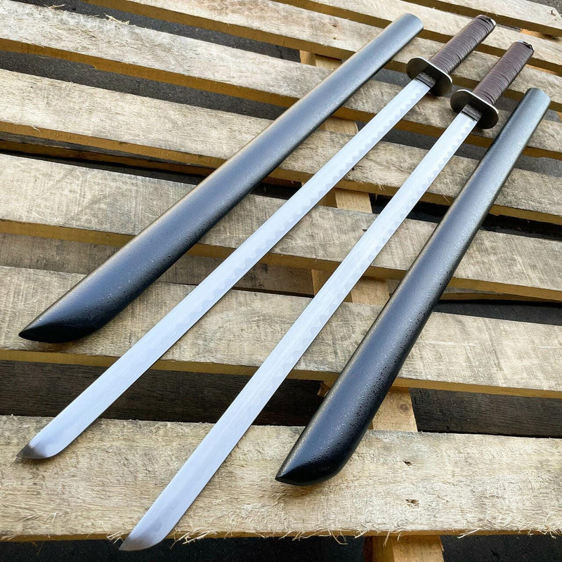 Japanese Samurai Twin Katana Blades Set Steel Swords TSuba Dual w/ Backstrap NEW - BLADE ADDICT