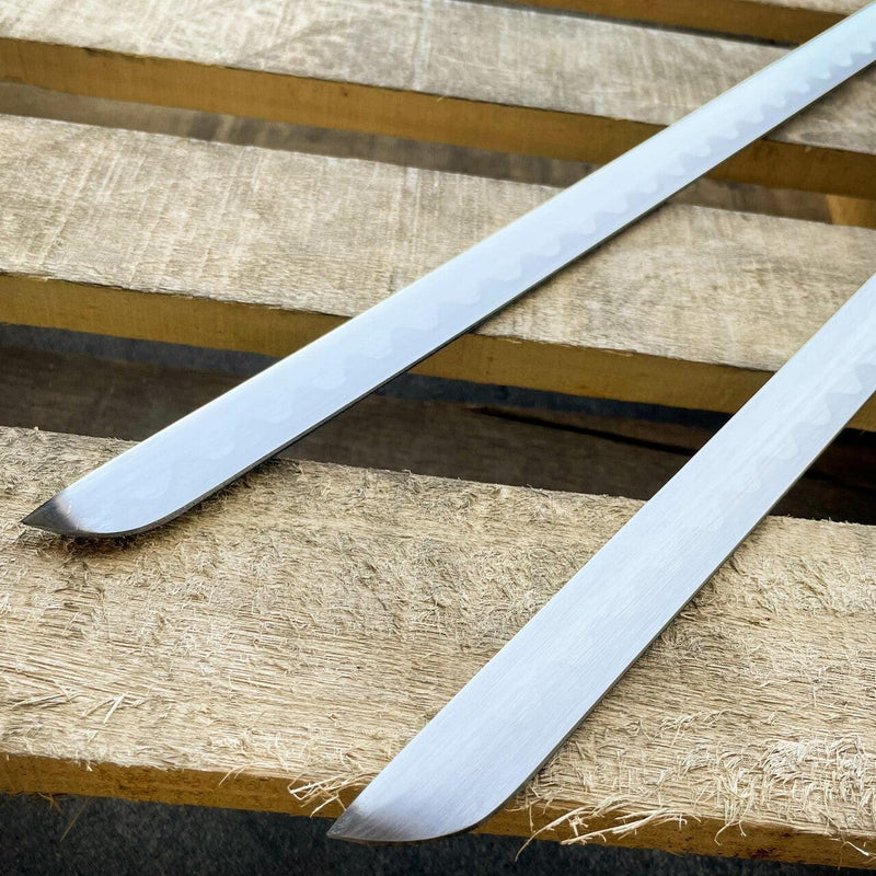 Japanese Samurai Twin Katana Blades Set Steel Swords TSuba Dual w/ Backstrap NEW - BLADE ADDICT