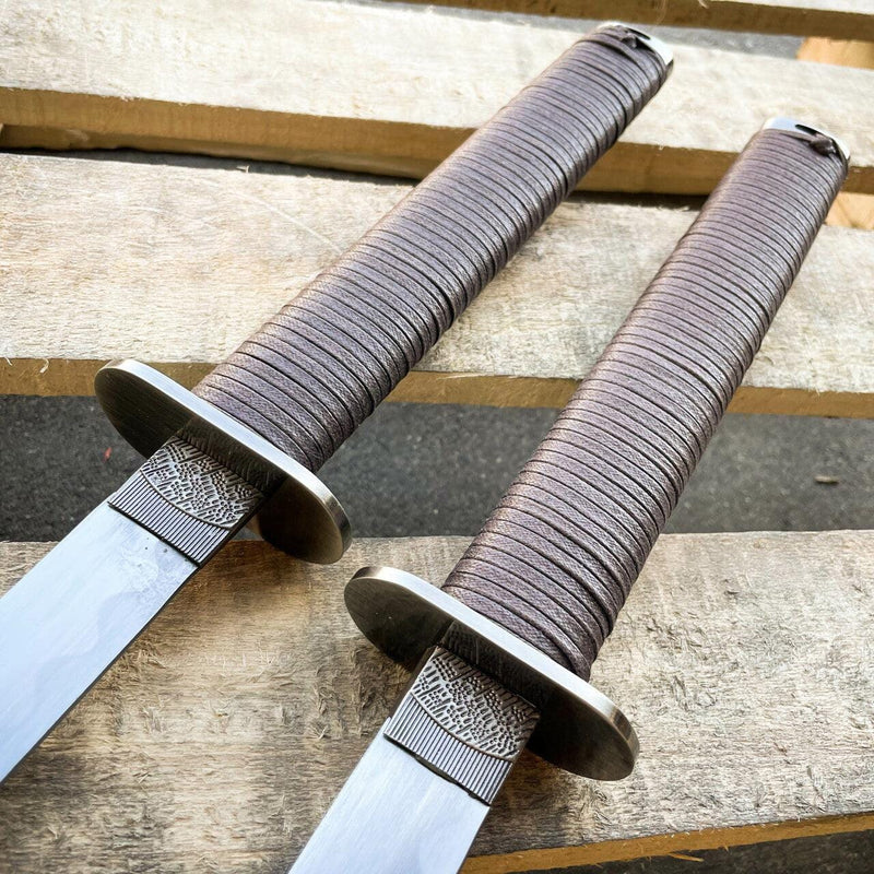 Japanese Samurai Twin Katana Blades Set Steel Swords TSuba Dual w/ Backstrap NEW - BLADE ADDICT
