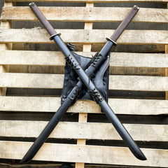 Japanese Samurai Twin Katana Blades Set Steel Swords TSuba Dual w/ Backstrap NEW - BLADE ADDICT