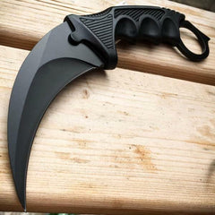 7PC Black Tactical Fixed Blade Tomahawk Axe Hatchet Karambit Pocket Knife Set - BLADE ADDICT