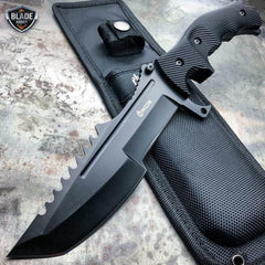 9PC Black Tactical Fixed Blade Sword Machete Axe Hatchet Karambit Knife Set - BLADE ADDICT